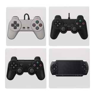 Retro gaming controller ceramic coaster set of 4 on white