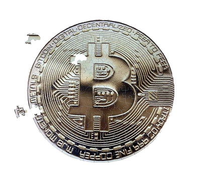 Wooden Bitcoin Puzzle - Golden Circular Bitcoin 192 Pieces by BlockCraft.Shop 42cm x 42cm