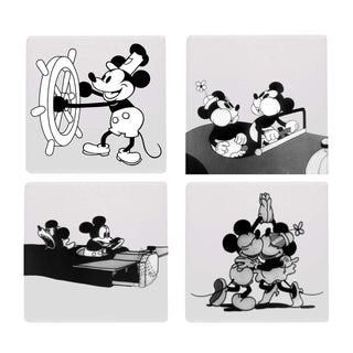 Steamboat Willie vintage cartoon ceramic coaster set of 4
