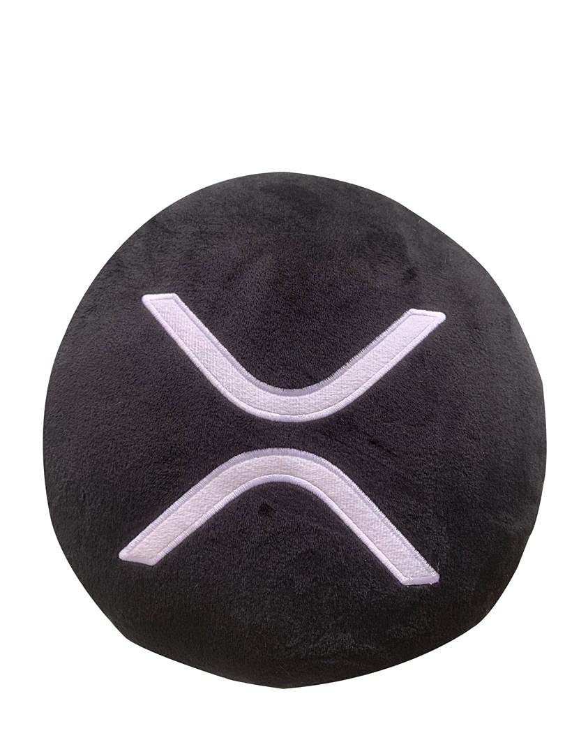 XRP Pillows - Embroidered Round Stuffed Plush Crypto Pillow by BlockCraft.Shop XRP Plush XRP Pillow