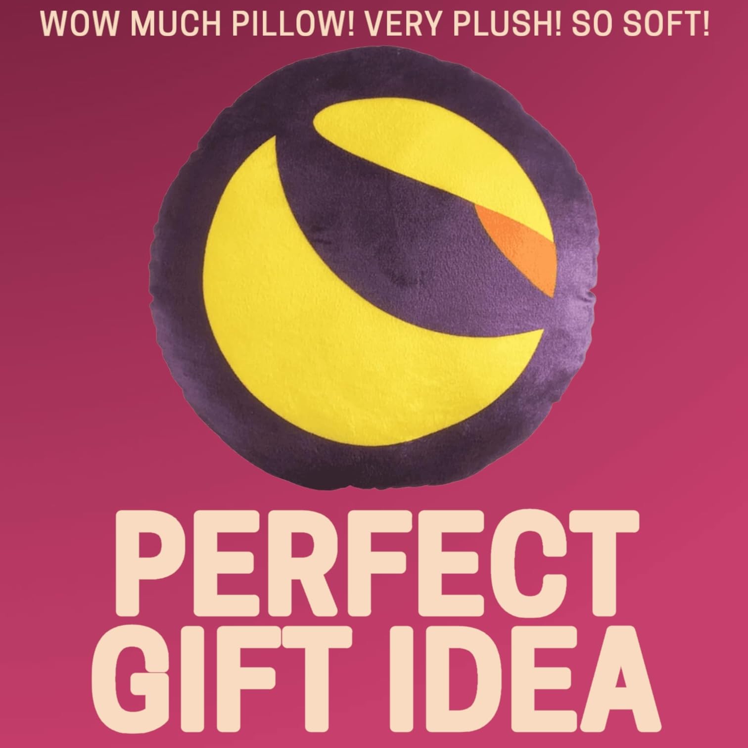Terra Luna Pillow - Round Stuffed Plush Crypto Pillow by BlockCraft.Shop Luna Plush Pillow