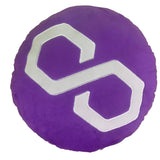 Polygon Pillow - Embroidered Round Stuffed Plush Crypto Pillow by BlockCraft.Shop Matic Plush Pillow
