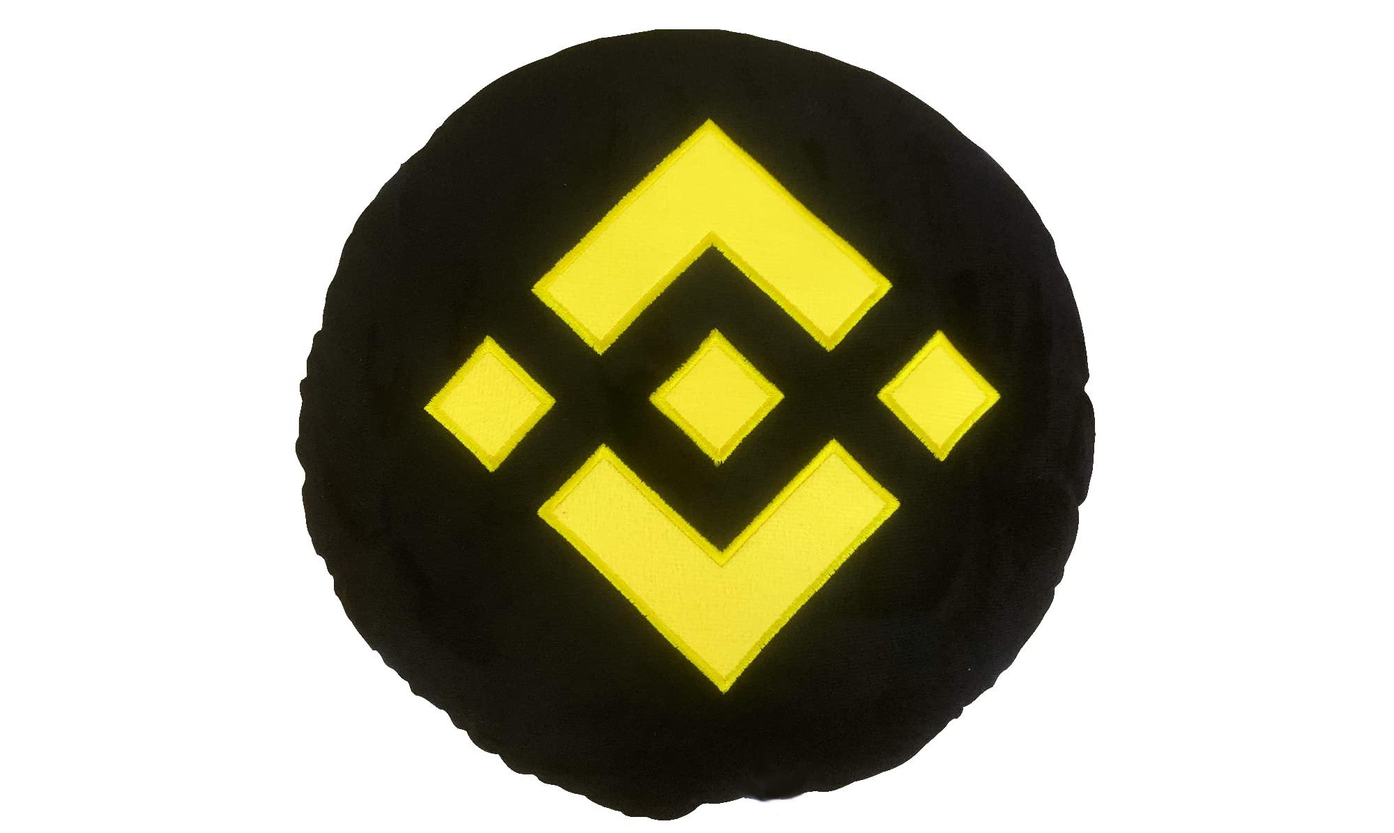 Binance Pillow - Embroidered Round Stuffed Plush Crypto Pillow by BlockCraft.Shop BNB Plush Pillow