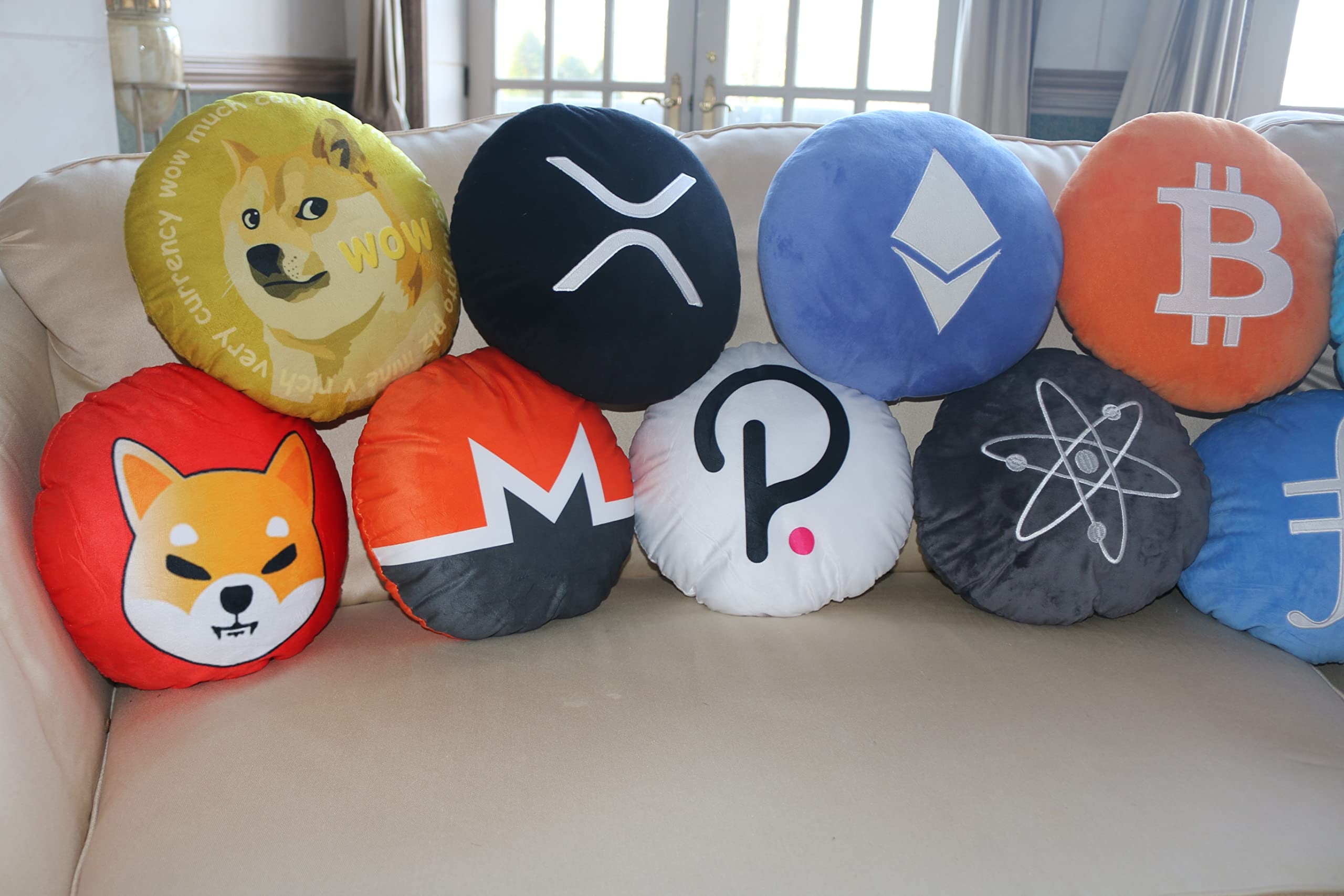 Monero Pillow - Round Stuffed Plush Crypto Pillow by BlockCraft.Shop XMR Plush Pillow