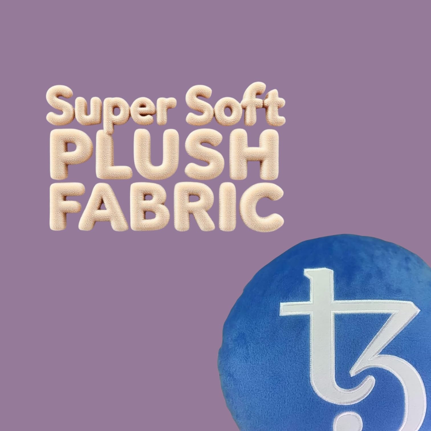 Tezos Pillow - Embroidered Round Stuffed Plush Crypto Pillow by BlockCraft.Shop XTZ Plush Pillow