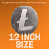 BlockCraft Litecoin Pillow - Embroidered Round Stuffed Plush Crypto Pillow LTC Plush Pillow