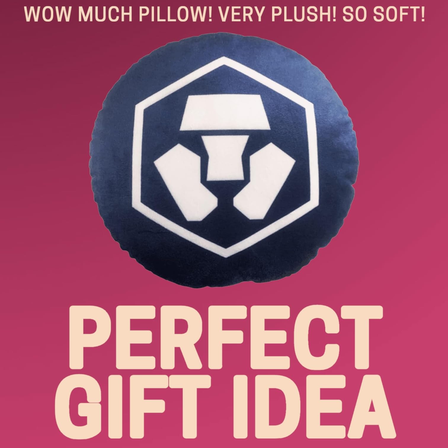 Crypto.com Cronos Pillow - Round Stuffed Plush Crypto Pillow by BlockCraft.Shop Cronos CRO Plush Pillow (Updated