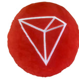 TRON Pillow - Embroidered Round Stuffed Plush Crypto Pillow by BlockCraft.Shop TRX Plush Pillow