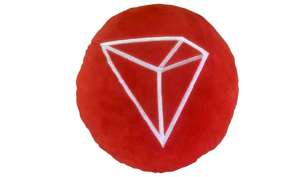 TRON Pillow - Embroidered Round Stuffed Plush Crypto Pillow by BlockCraft.Shop TRX Plush Pillow