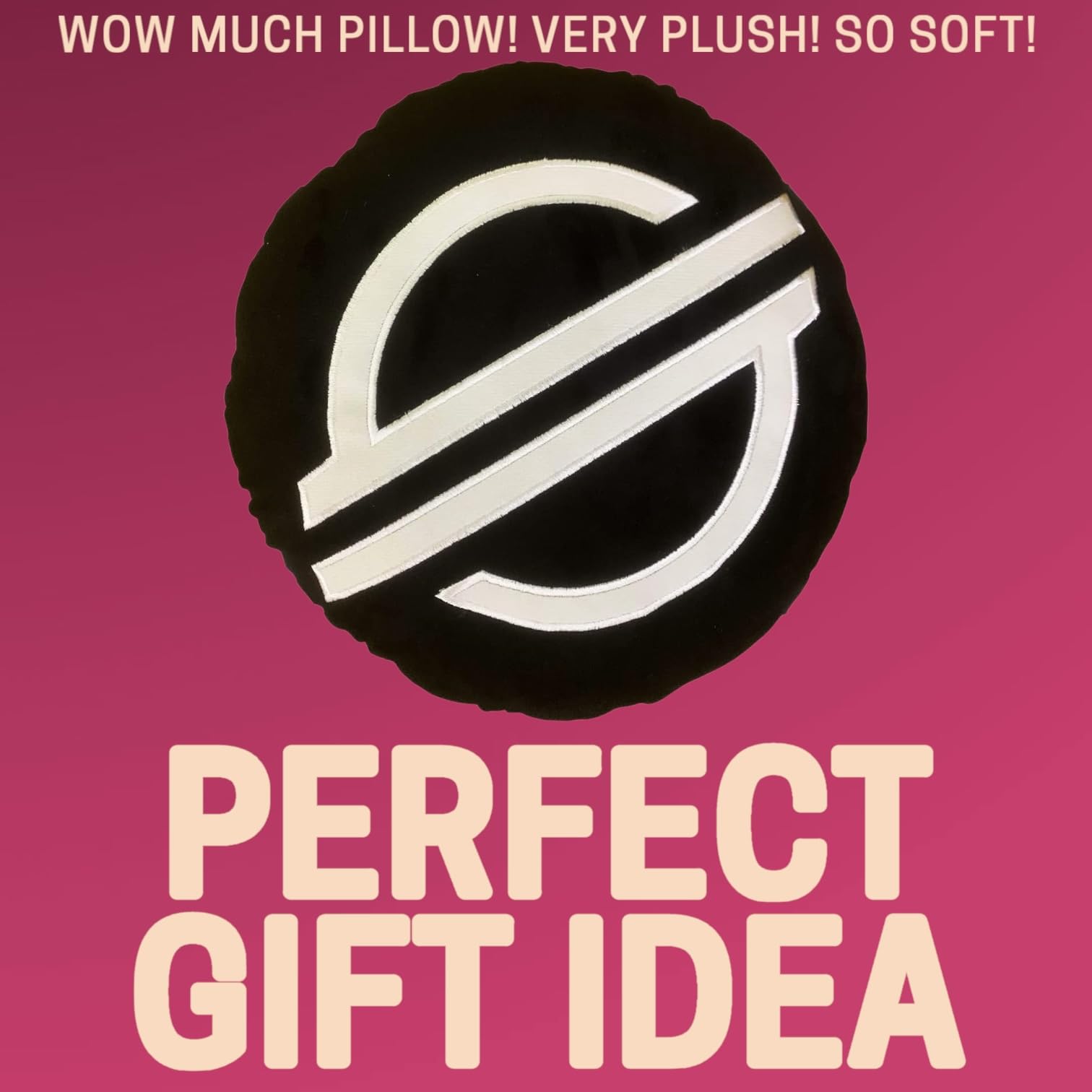 Stellar Lumens Pillow - Embroidered Round Stuffed Plush Crypto Pillow by BlockCraft.Shop XLM Plush Pillow