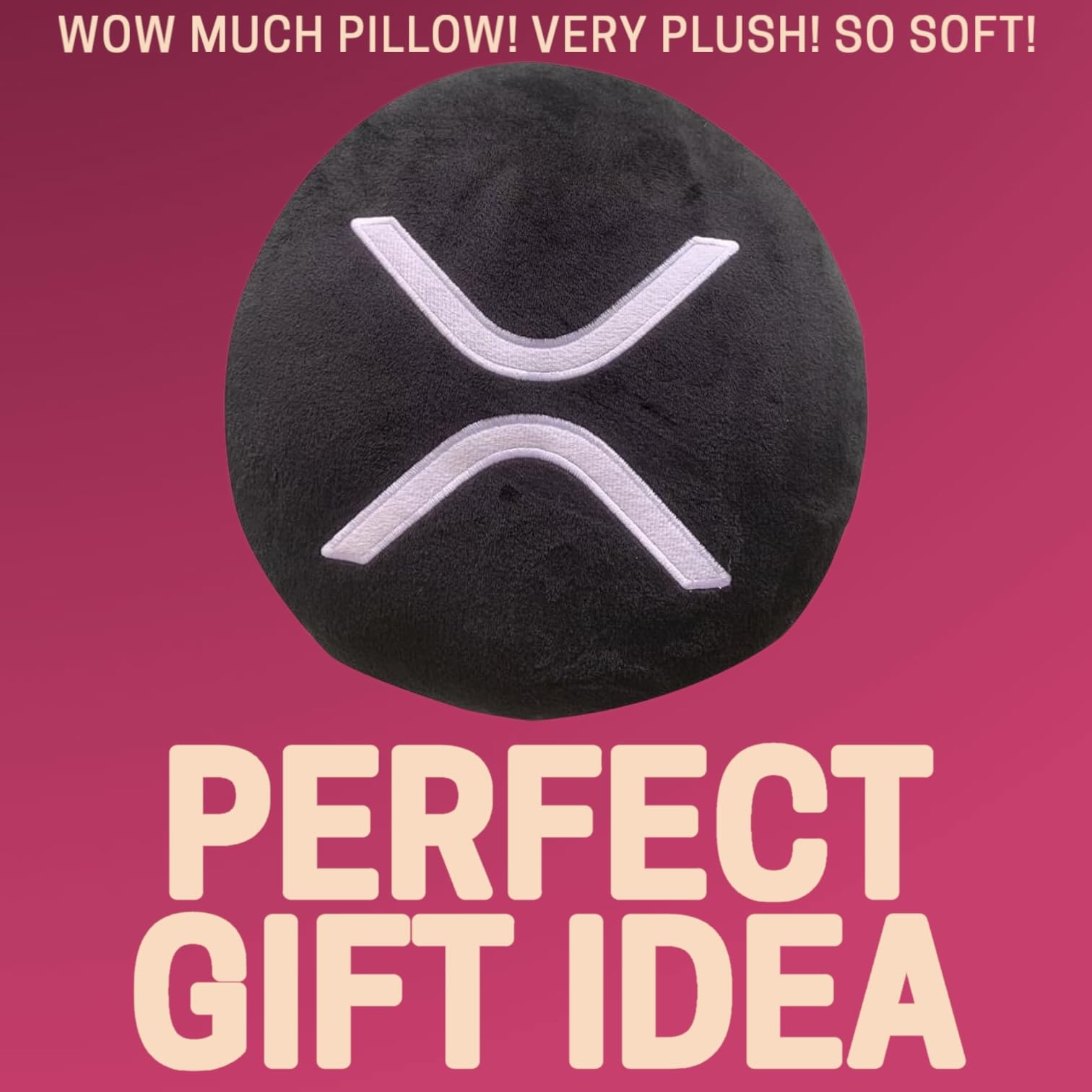 XRP Pillows - Embroidered Round Stuffed Plush Crypto Pillow by BlockCraft.Shop XRP Plush XRP Pillow