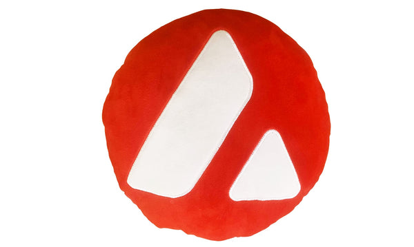Avalanche Pillow - Embroidered Round Stuffed Plush Crypto Pillow by BlockCraft.Shop AVAX Plush Pillow