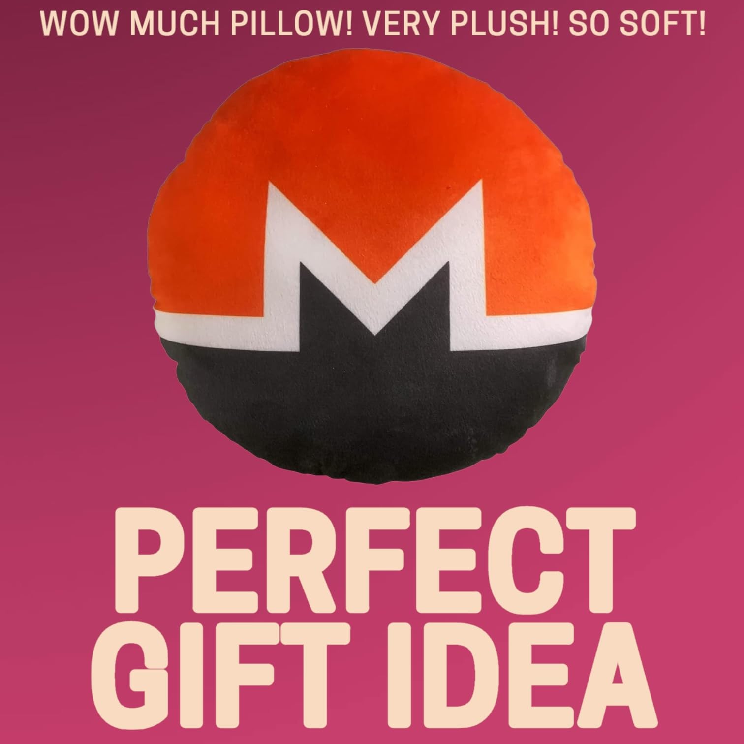 Monero Pillow - Round Stuffed Plush Crypto Pillow by BlockCraft.Shop XMR Plush Pillow