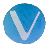 Vechain Pillow - Embroidered Round Stuffed Plush Crypto Pillow by BlockCraft.Shop Vet Plush Pillow