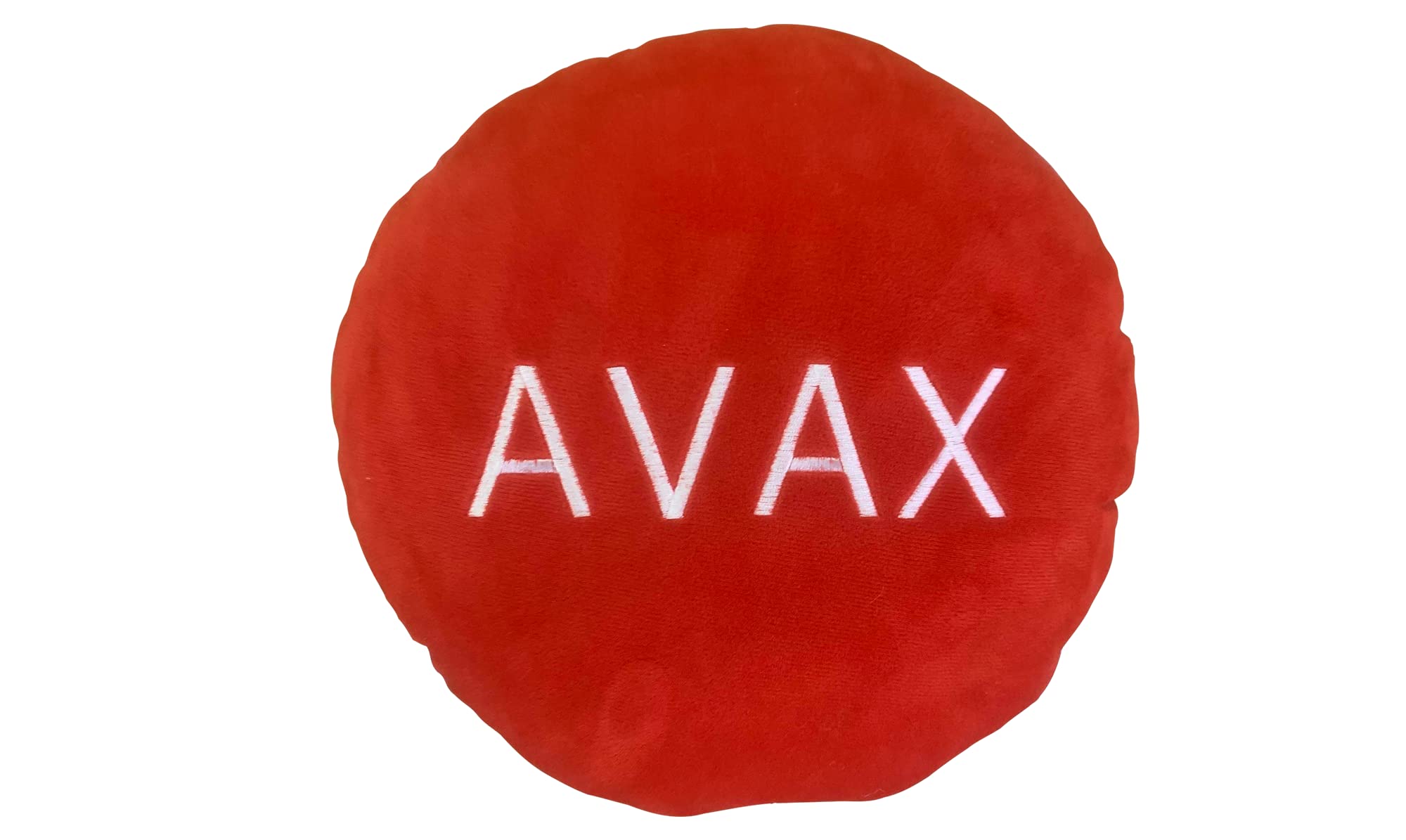 Avalanche Pillow - Embroidered Round Stuffed Plush Crypto Pillow by BlockCraft.Shop AVAX Plush Pillow