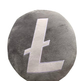 BlockCraft Litecoin Pillow - Embroidered Round Stuffed Plush Crypto Pillow LTC Plush Pillow