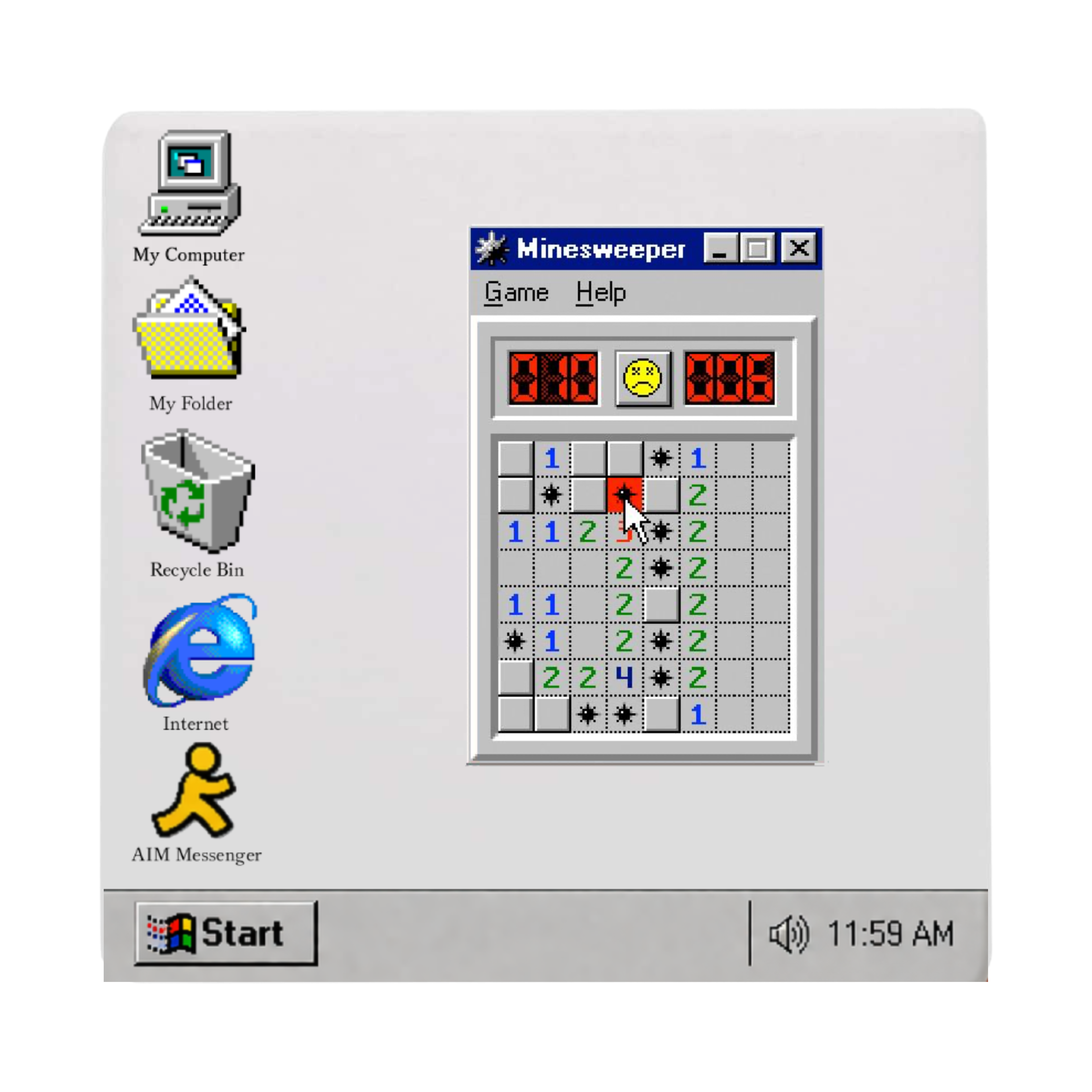 Windows 95 Minesweeper desktop coaster design