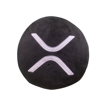 XRP Pillows - Embroidered Round Stuffed Plush Crypto Pillow by BlockCraft.Shop XRP Plush XRP Pillow