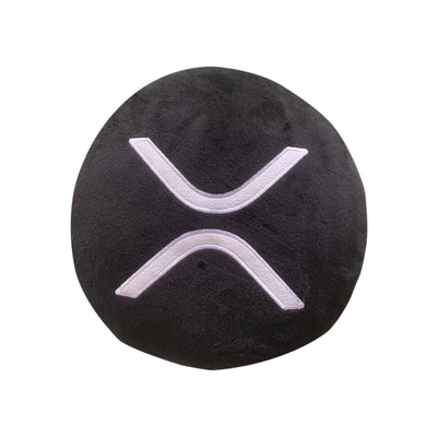 XRP Pillows - Embroidered Round Stuffed Plush Crypto Pillow by BlockCraft.Shop XRP Plush XRP Pillow