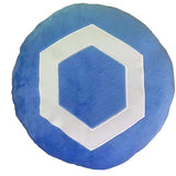 Chainlink Pillow - Embroidered Round Stuffed Plush Crypto Pillow by BlockCraft.Shop Link Plush Pillow