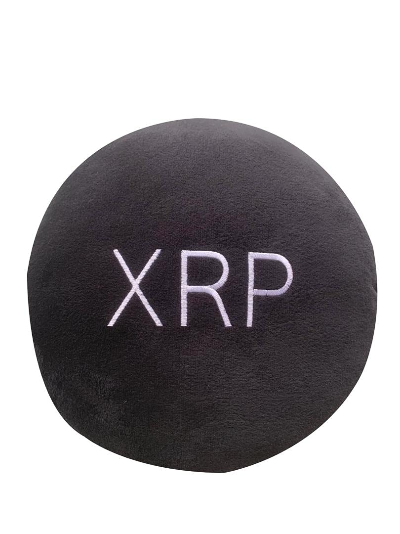 XRP Pillows - Embroidered Round Stuffed Plush Crypto Pillow by BlockCraft.Shop XRP Plush XRP Pillow