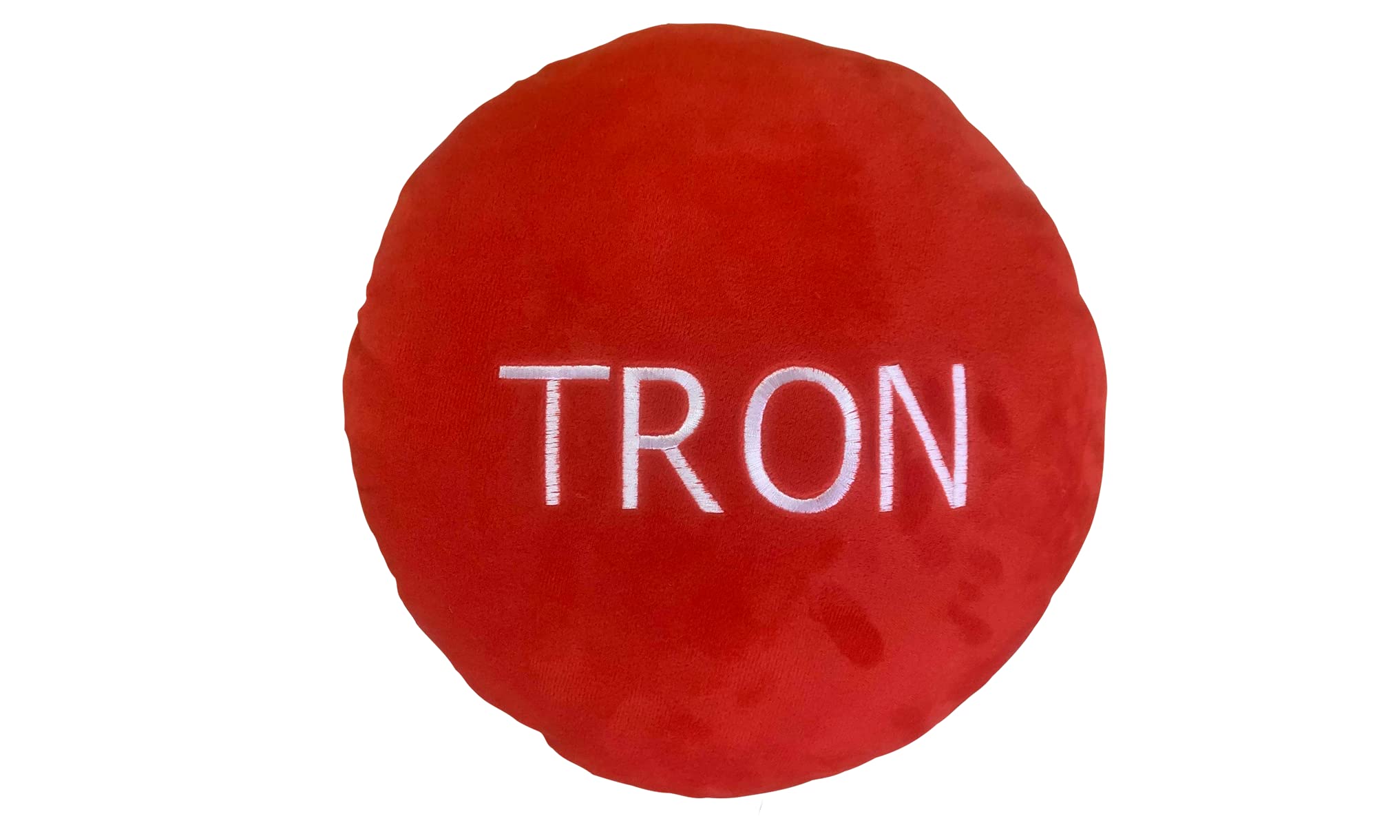 TRON Pillow - Embroidered Round Stuffed Plush Crypto Pillow by BlockCraft.Shop TRX Plush Pillow