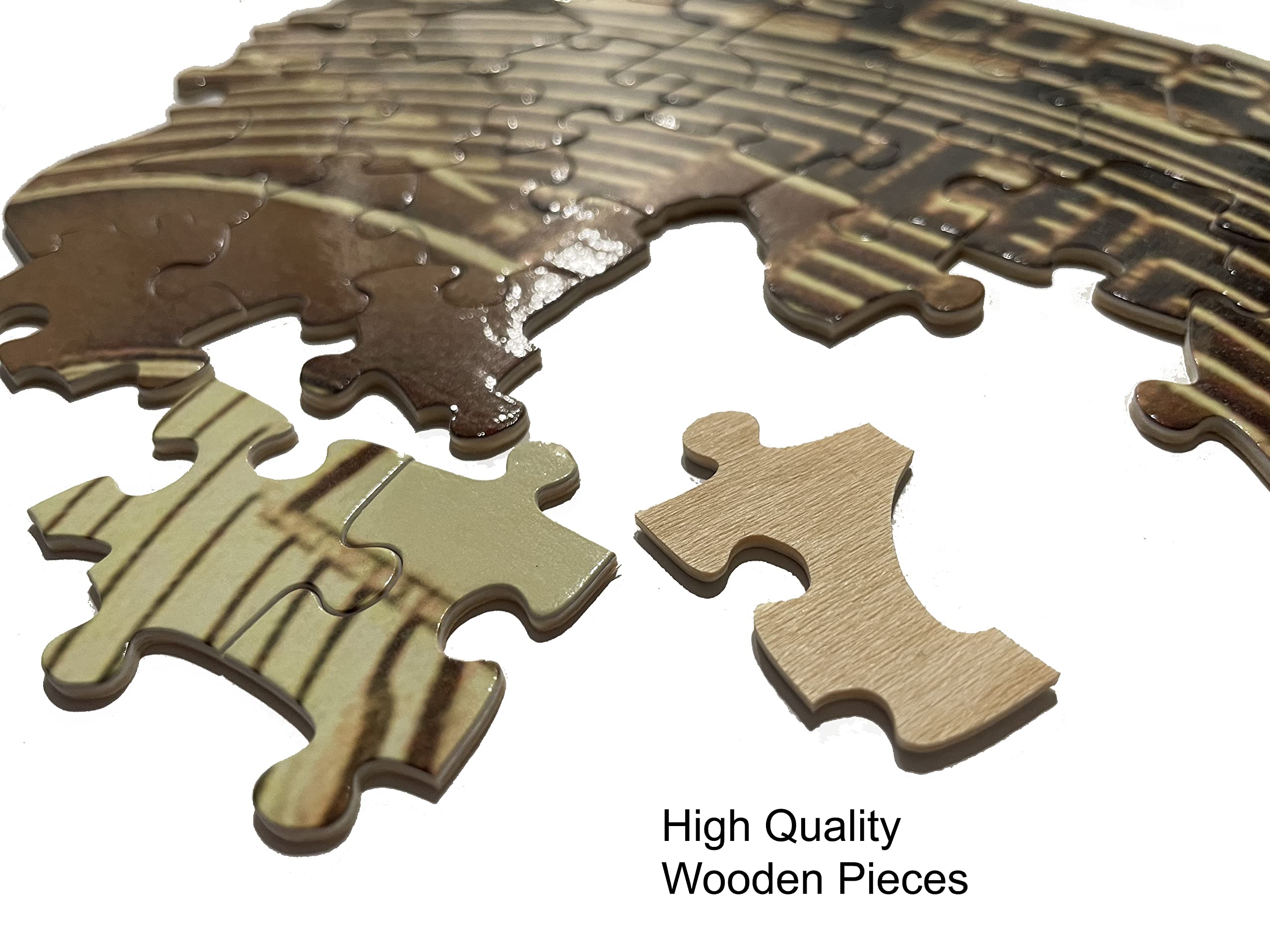Wooden Bitcoin Puzzle - Golden Circular Bitcoin 192 Pieces by BlockCraft.Shop 42cm x 42cm