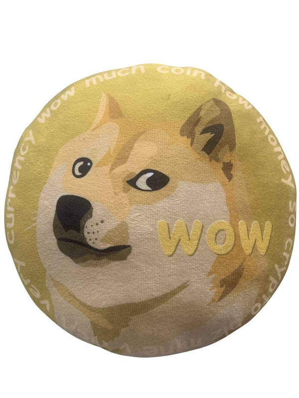 Dogecoin Pillows - Round Stuffed Plush Crypto Pillow by BlockCraft.Shop Doge Plush Pillow 32 cm