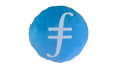 Filecoin Pillow - Embroidered Round Stuffed Plush Crypto Pillow by BlockCraft.Shop FIL Plush Pillow