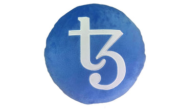 Tezos Pillow - Embroidered Round Stuffed Plush Crypto Pillow by BlockCraft.Shop XTZ Plush Pillow