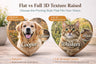 Heart-shaped photo plaques with flat print and full 3D raised texture options featuring a dog and a cat.