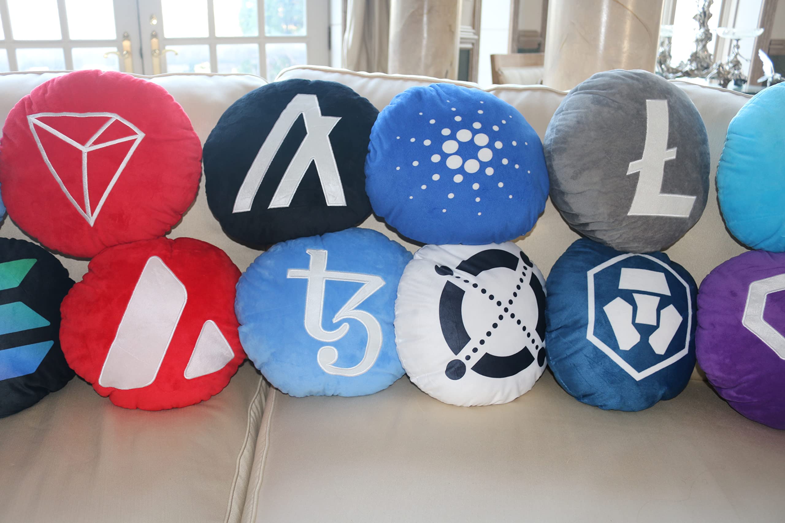 Crypto.com Cronos Pillow - Round Stuffed Plush Crypto Pillow by BlockCraft.Shop Cronos CRO Plush Pillow (Updated